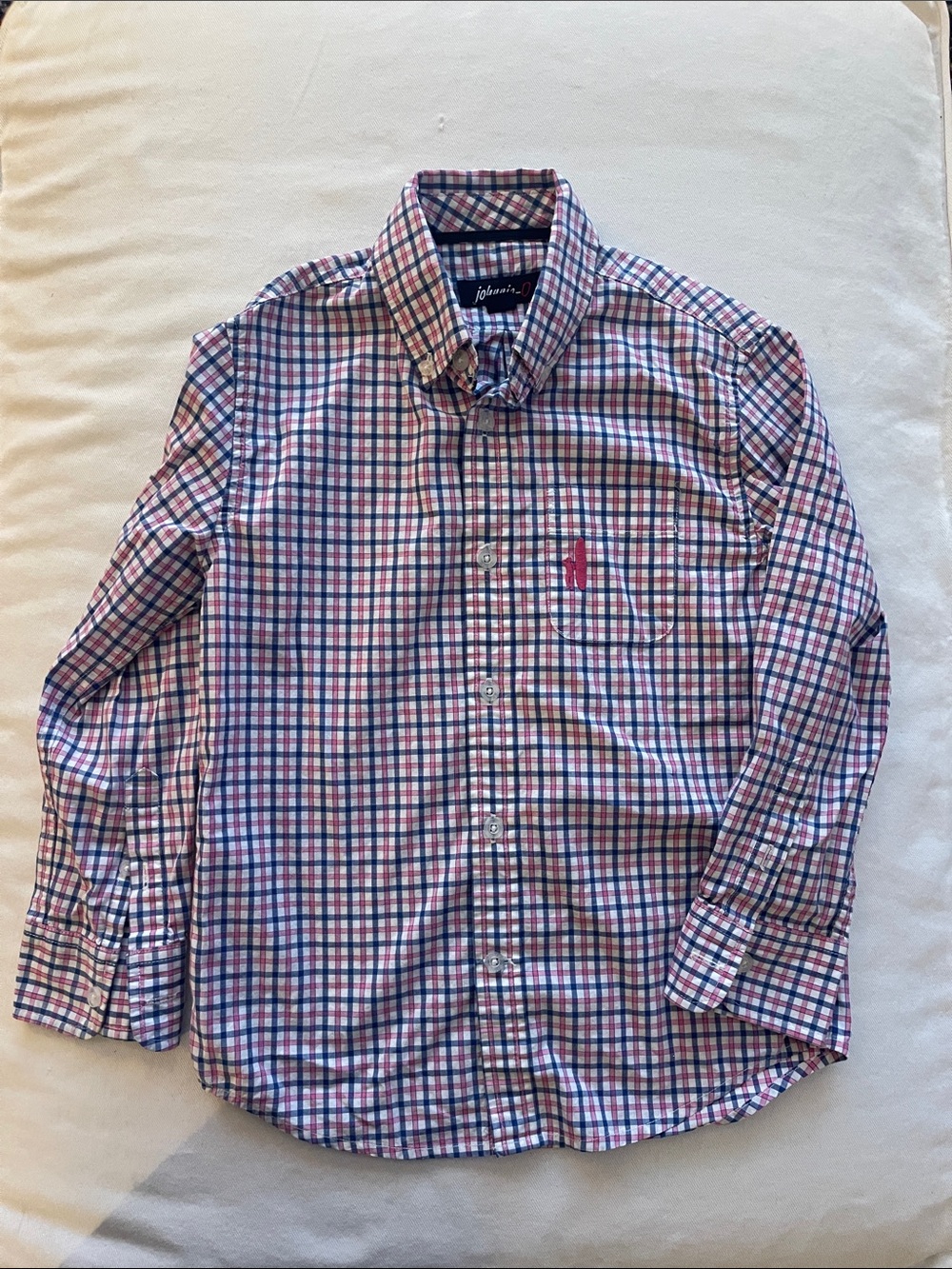 johnnie-O Boys Plaid Button-Down Shirt - Blue, pink & White Size 6